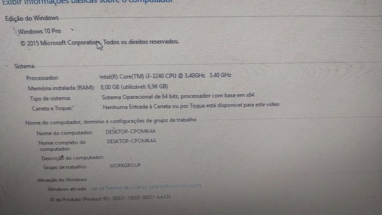 PC Cores i3 4gb de Memória Ram HD com sistema 