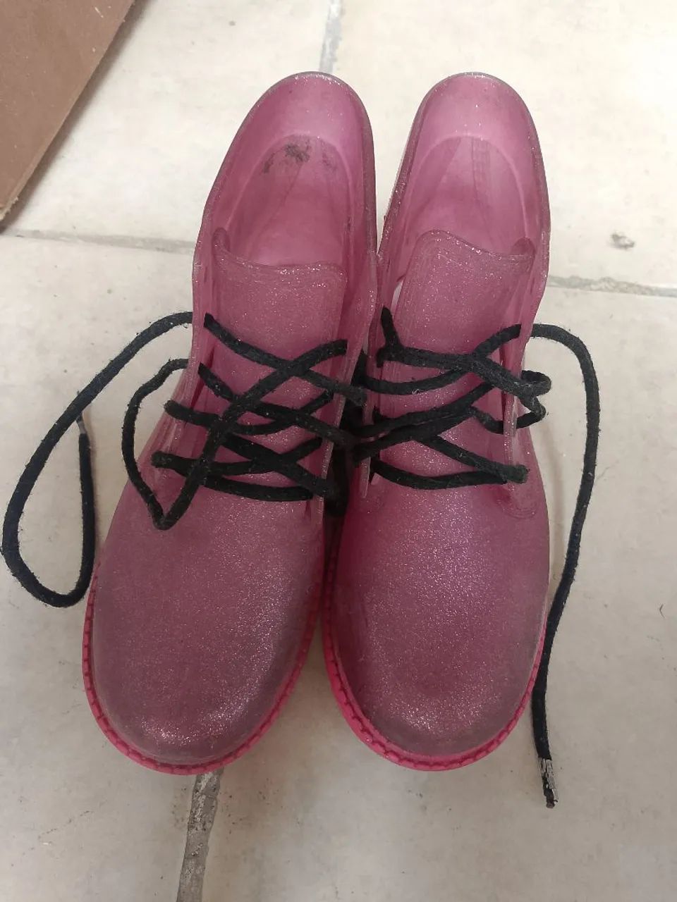 bota escolar para tempo de chuva rosa num 35  - Foto 5