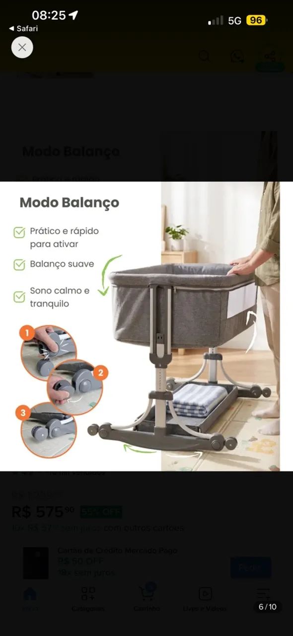 Berço Portátil PipDip Co-Sleeper, Com Balanço - Foto 2