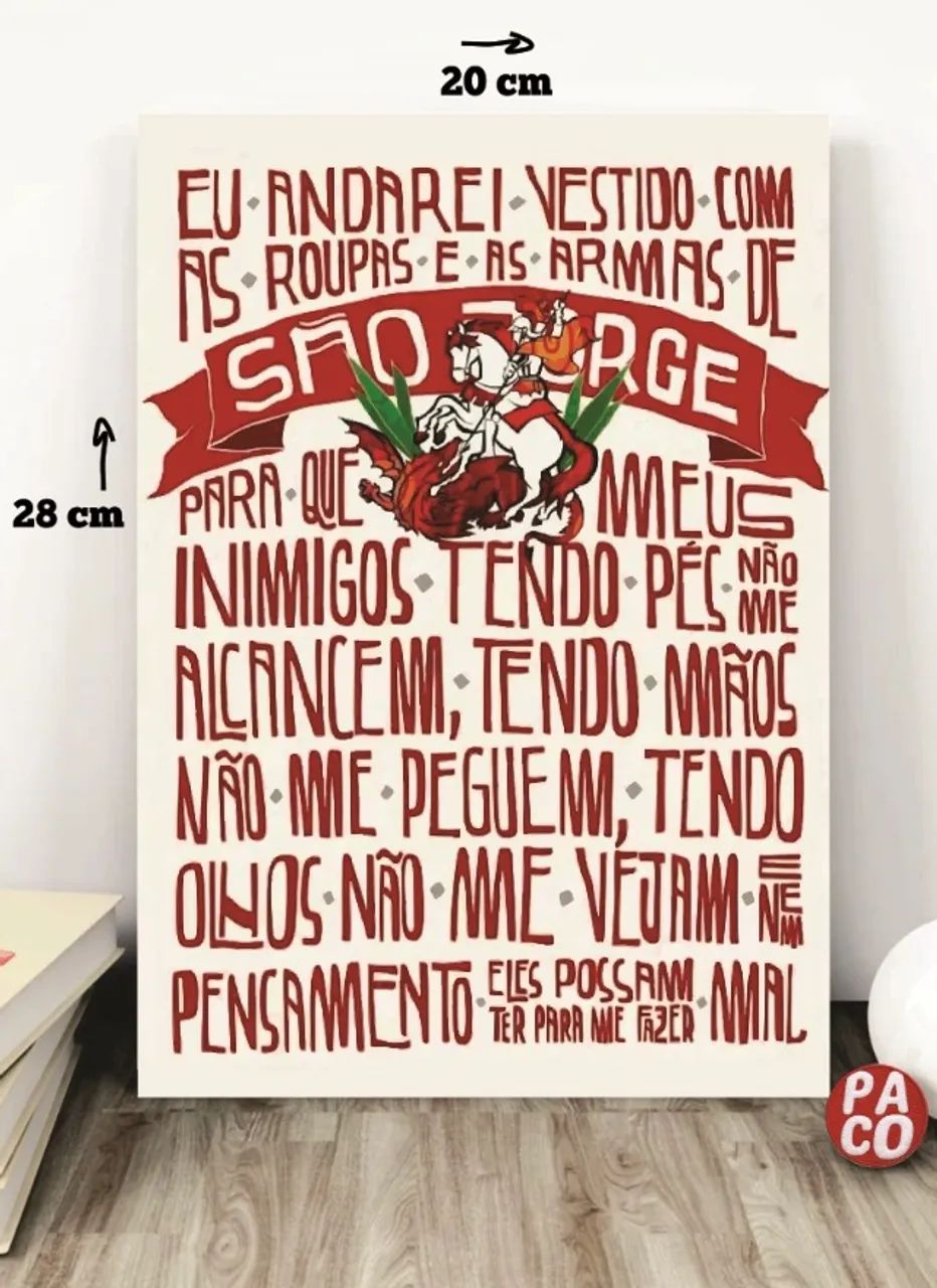 PLACA DECORATIVA SÃO JORGE