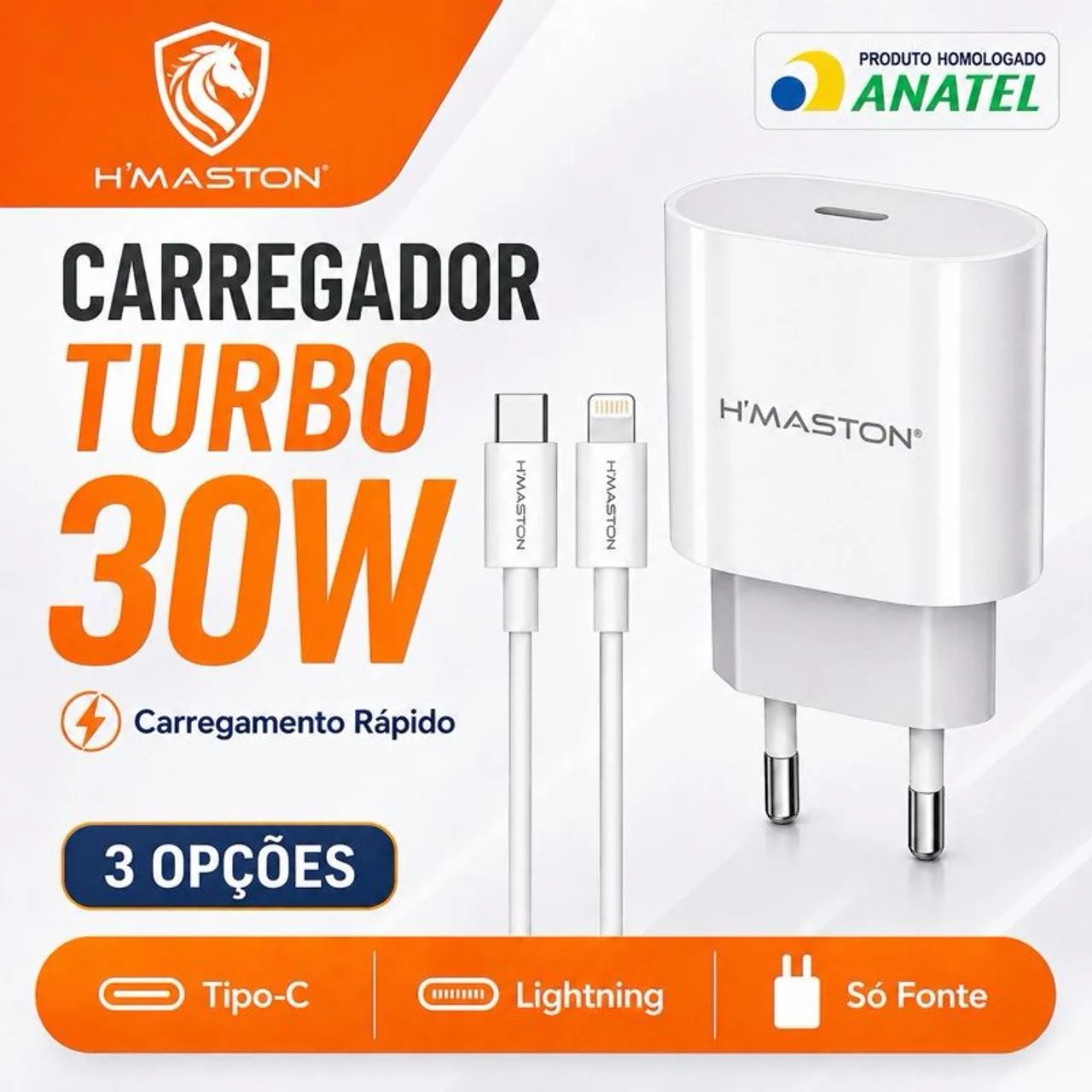 Carregador Turbo 30w iPhone (iOS) - USB-C - Lightning - Foto 2