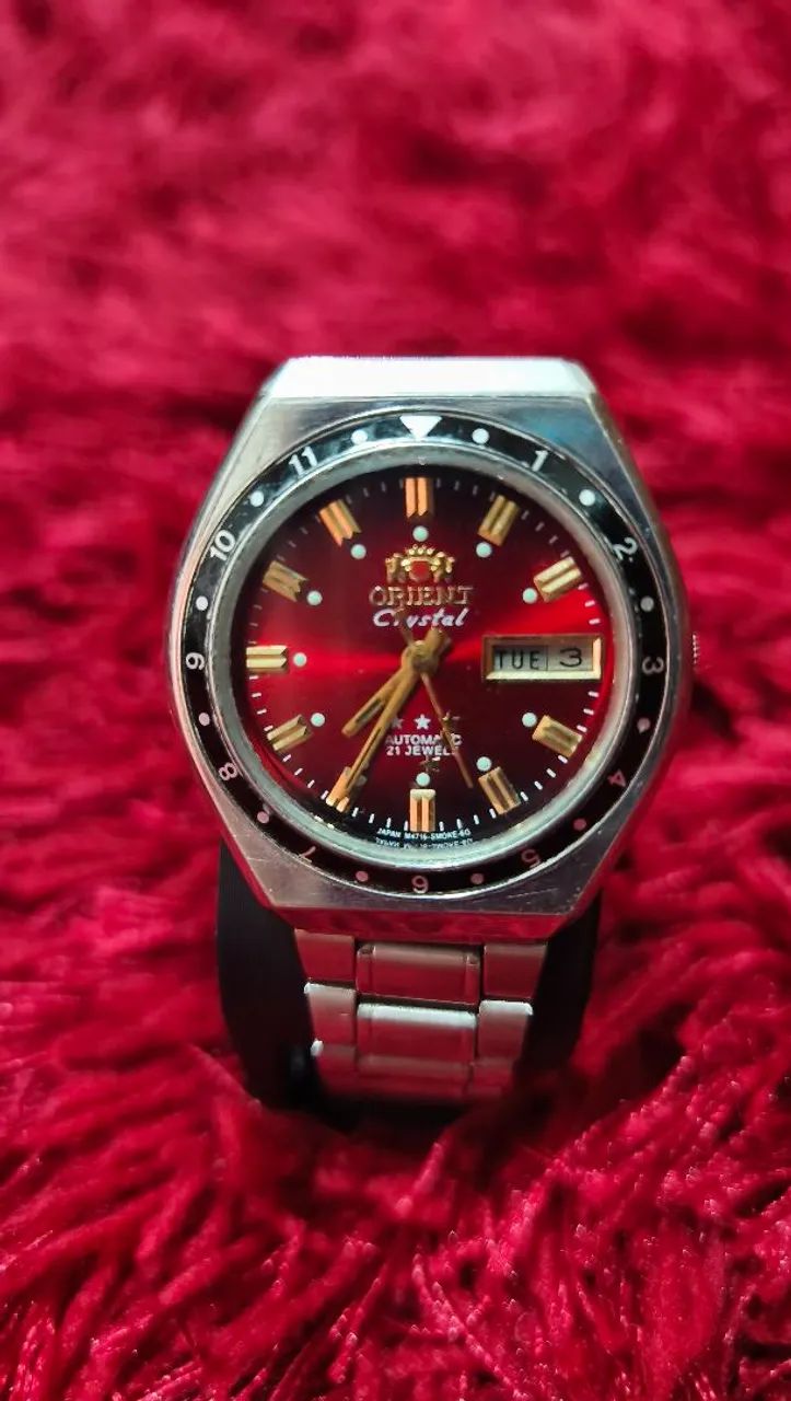 Relógio Orient Automático Vintage Vermelho Bordo 
