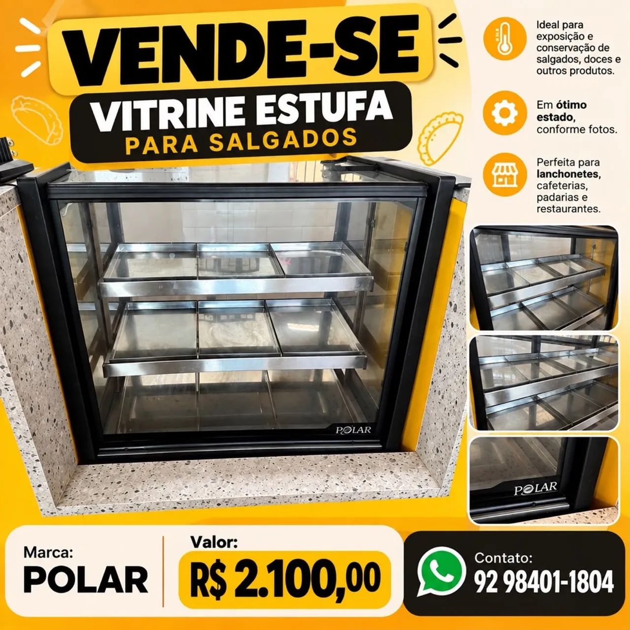 Vitrine estufa para salgados 