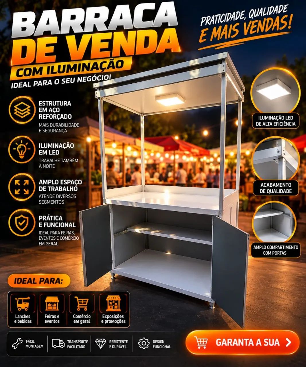 BARRACA DE VENDAS COM ILUMINAÇÃO LED