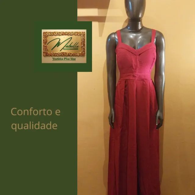 Vestido Longo Social Poliéster Com Elastano