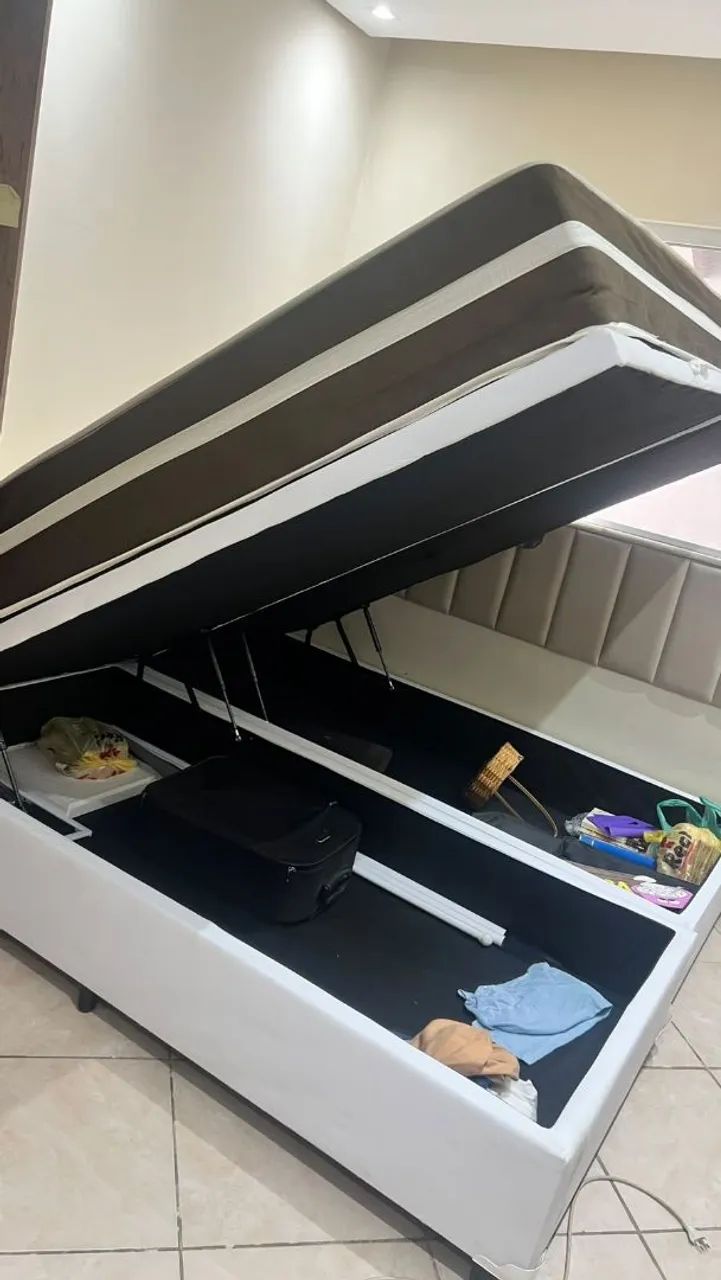 CAMA BAÚ KING SIZE SUPER NOVA, COLCHAO MOLANENSACADA ÓTIMO ESTADO! 