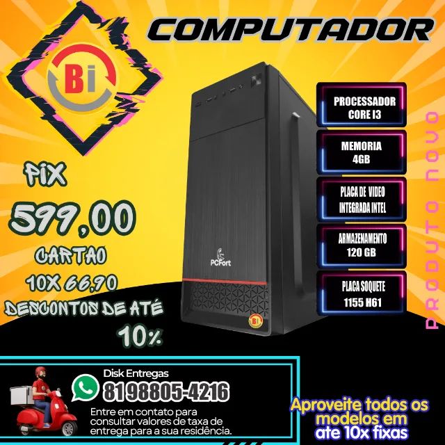 Computador Intel Core I3 4gb Ssd 120gb - Garantia - 10x Fixas 