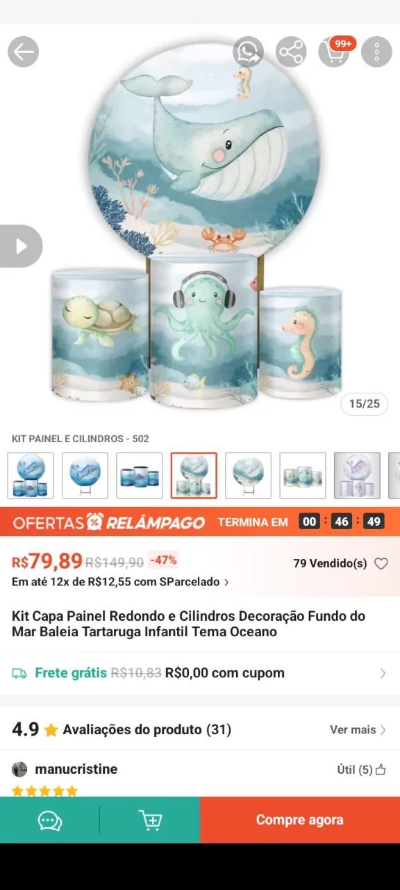 Capas de cilindros e painel fundo do mar - Foto 2