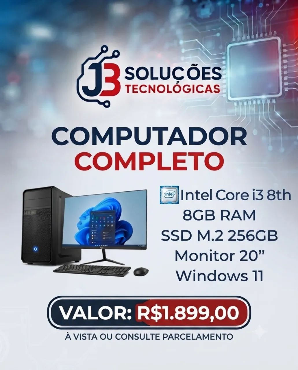 Computador Completo i3 Oitava Geração 8GB DDR4