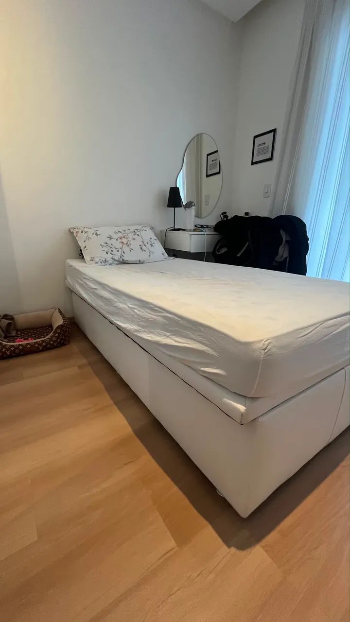 CAMA DE SOLTEIRO BAÚ ORTOBOM BRANCA 