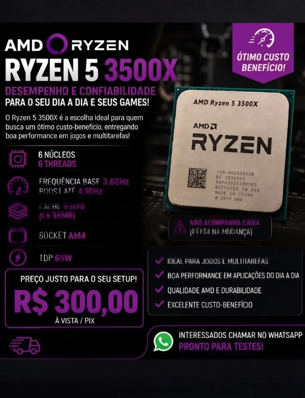 Ryzen 5 3500x R$ 300