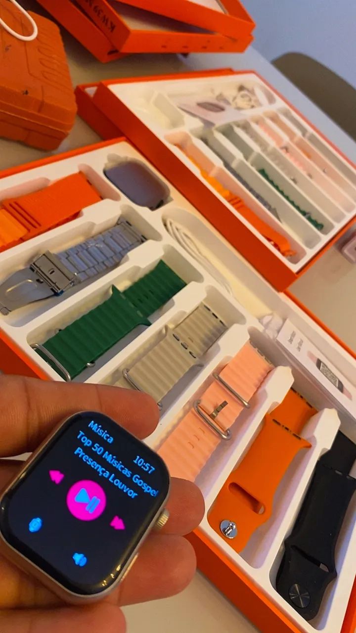 Smartwatch 7 pulseiras + aço top inteligente 