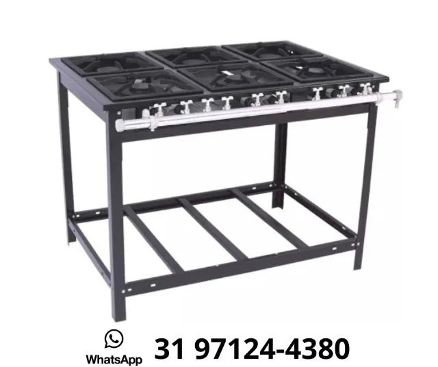 Fogão Industrial 6 Bocas Cristal Aço Novo