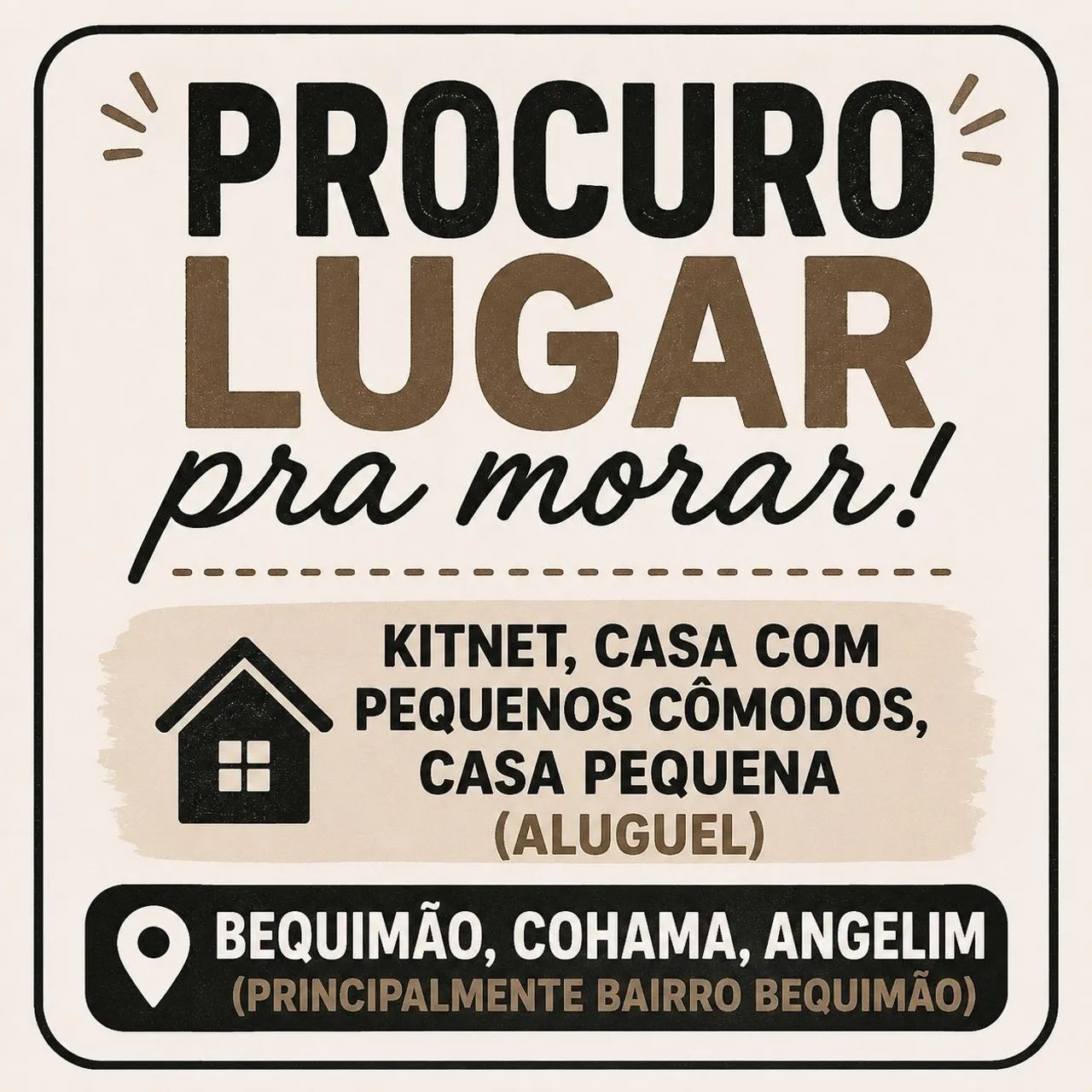 Procuro lugar para alugar