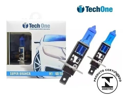 Par Lâmpada Super Branca H1 8500k Tipo Xenon 12v 55w Techone