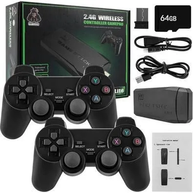 Console de vídeo Game 2.4G, 4K, com dois controles sem fio. Possui 10000  jogos 32 GB Retro Games for PS1/GBA – PEGA+