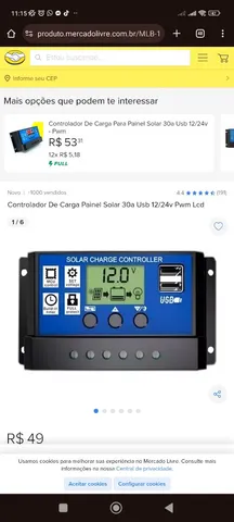 Controlador De Carga Para Painel Solar 100A Usb 12/24V Pwm