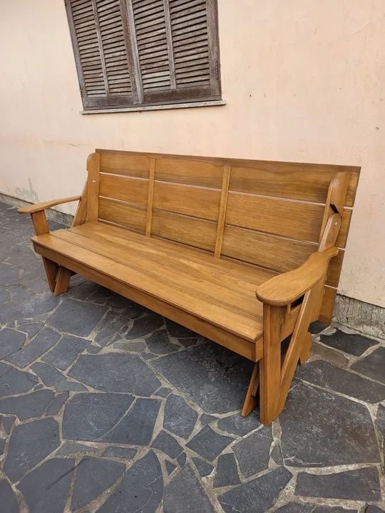 Banco que vira mesa com 2mts Madeira de Eucalipto Modelo Clássico  - Foto 4
