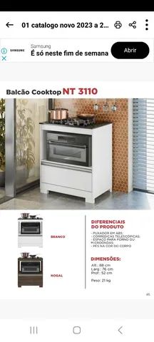 Balcão para cooktop 4 bocas branco 