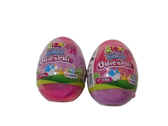 Brinquedo Ovo Surpresa De Unicórnio Com Slime - Kit Com 2 Un