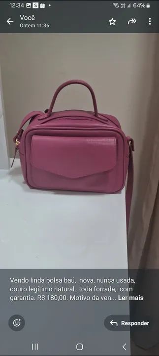 Bolsa baú couro legítimo natural - Foto 2