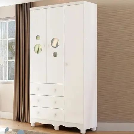 Roupeiro Infantil 100% MDF Bolinha 3 Portas - Peroba