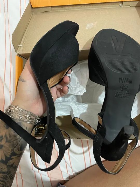 Sandália Vizzano Meia Pata Salto Fino Preta - Foto 4