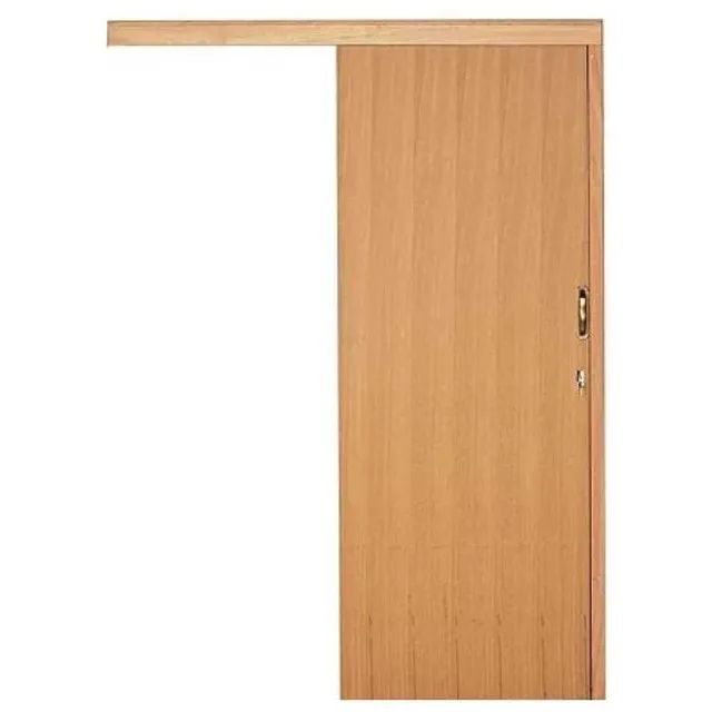 Kit Porta de correr completa incluindo Folha Lisa Jequitibá, Fechadura e Puxador Concha