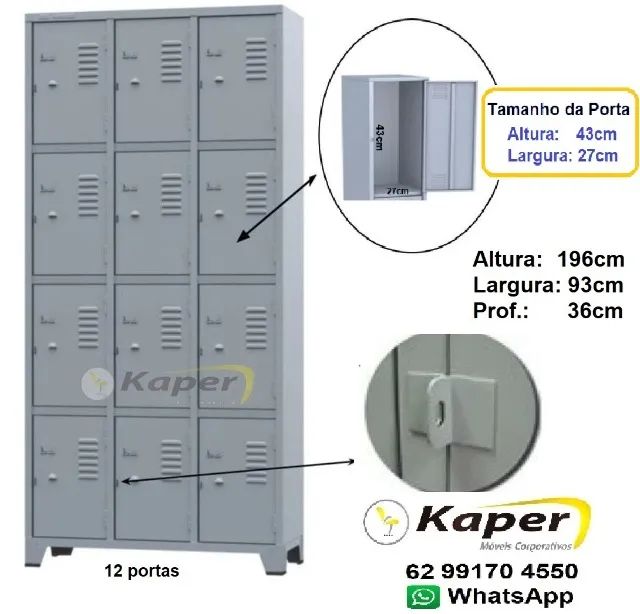 Roupeiro armario 12 portas aço ( Produto novo )