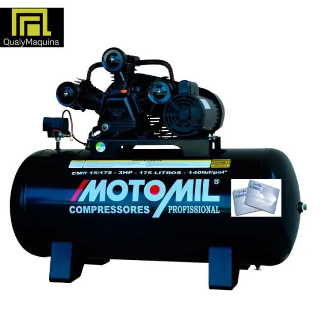Compressor Profissional Monofásico 15 Pés 175 Litros 140 Libras Motomil