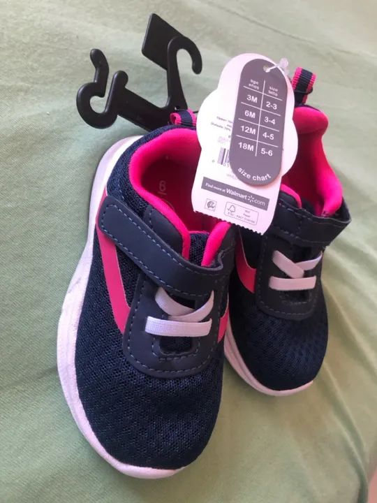 Tênis Infantil Bebê - Azul e Rosa - Tamanho 18M