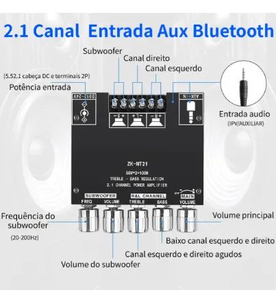 Receiver(central home theater), com controle de grave e treble, Estéreo, Bluetooth e Aux - Foto 5