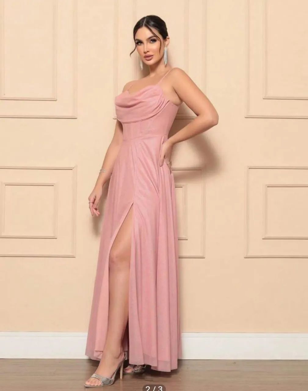 Vestido longo rosa de festa - Foto 2