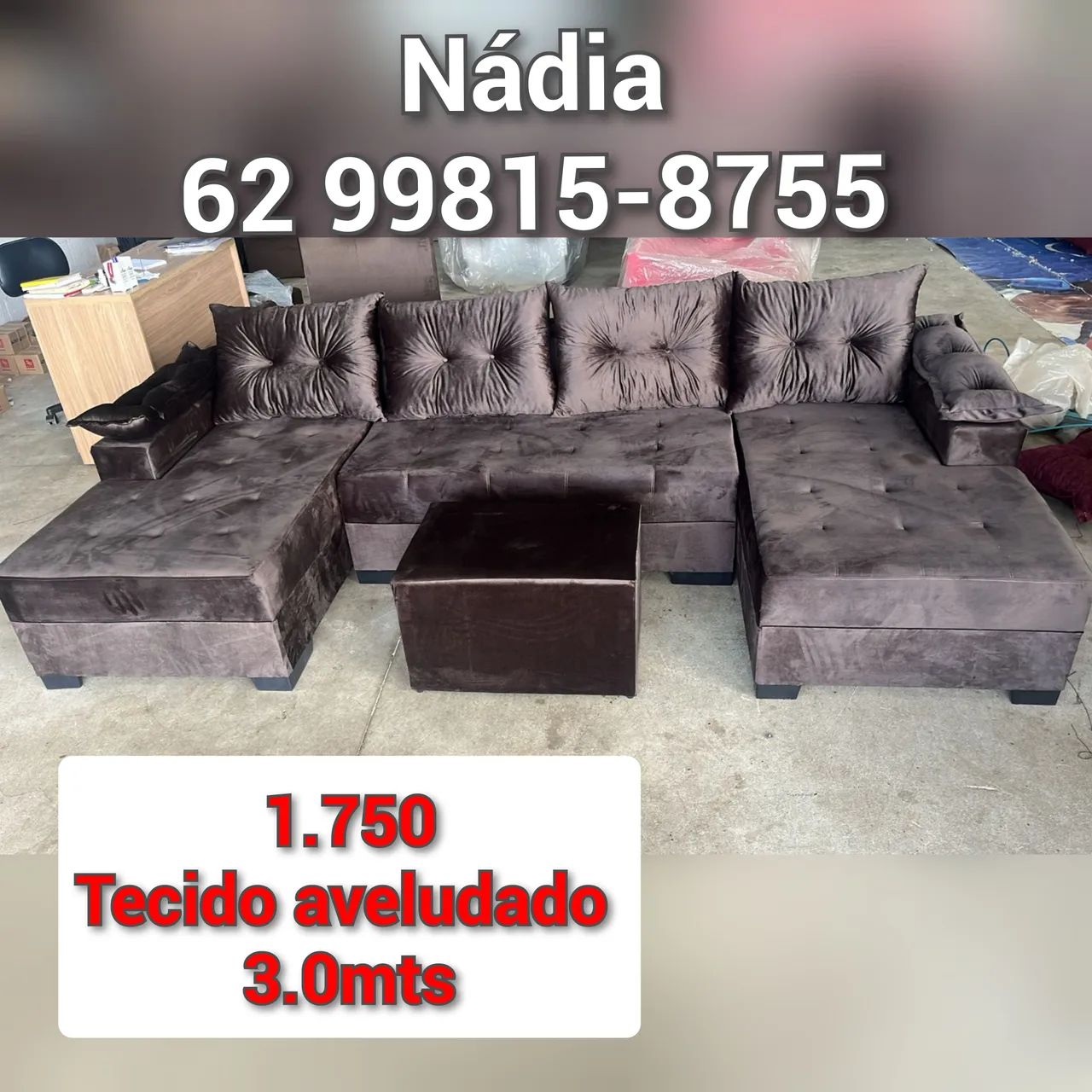 SOFÁ TECIDO DE VELUDO 