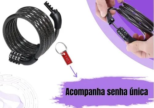 Corrente Cadeado Para Bicicleta Moto Trava Tranca C/ Segredo - Foto 6