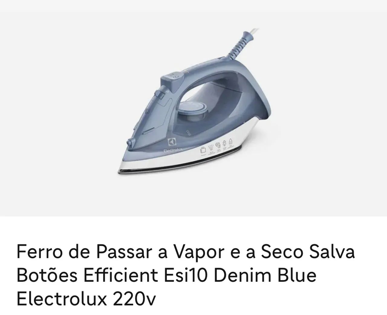 Ferro de Passar a Vapor Electrolux Esi10 Denim Blue 220V