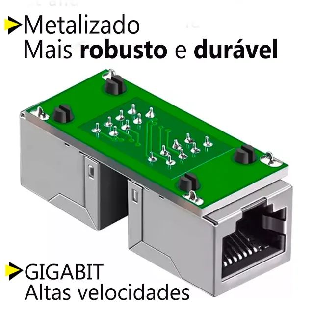 Conector Emenda Rj45 Extensor Cat5 Cat6 Cat7 Rede gigabit - Foto 4