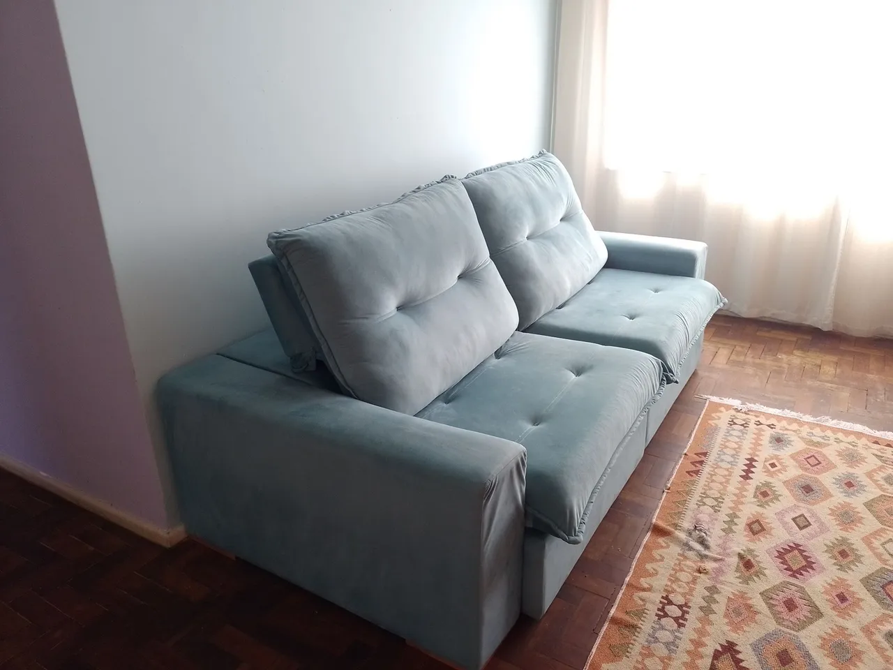 Sofá Veludo Azul