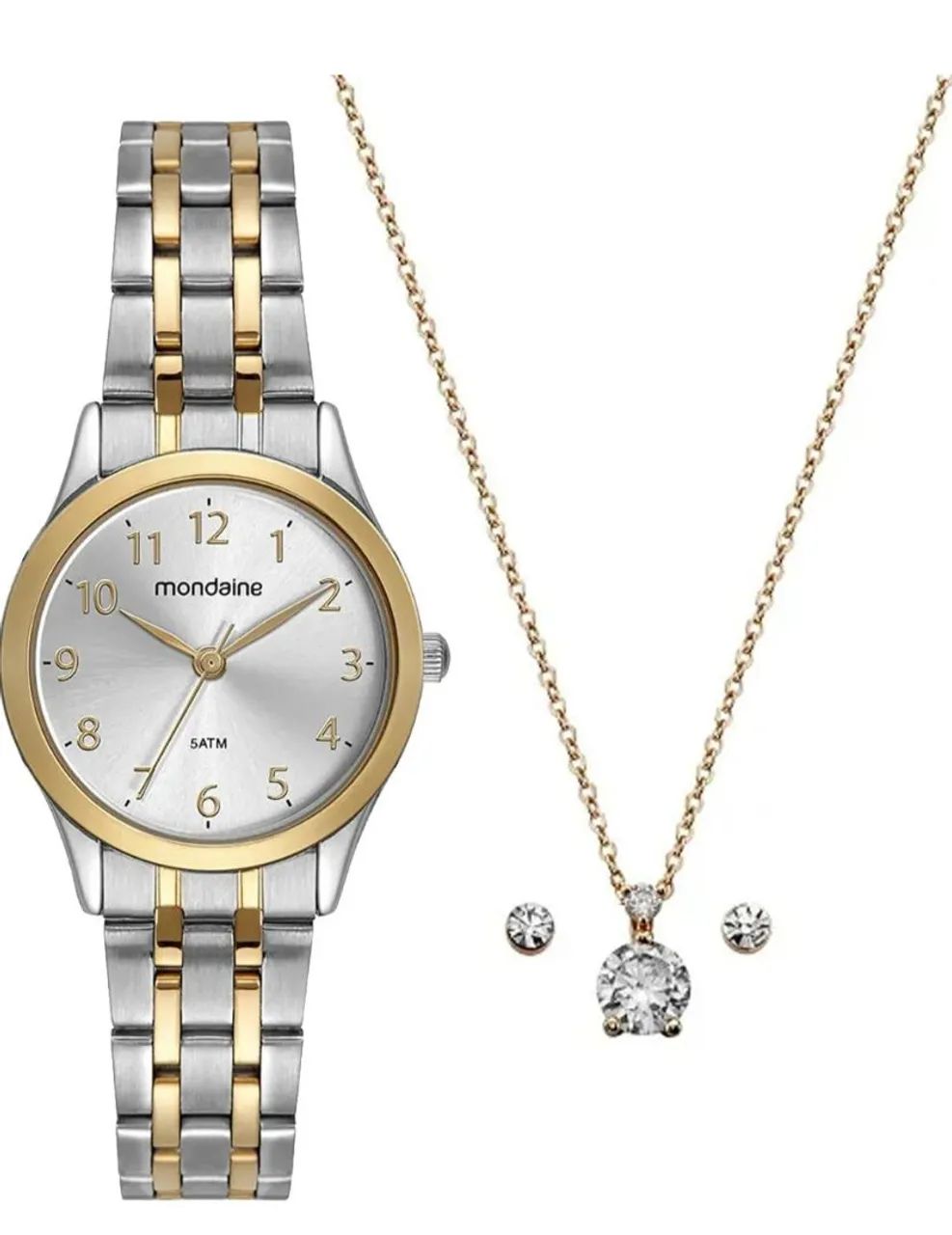 Relógio Dourado Feminino + Colar + Brincos - Foto 2