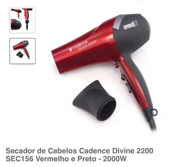 Secador de Cabelos Cadence Divine 2200 SEC156 Vermelho e Preto - 2000W