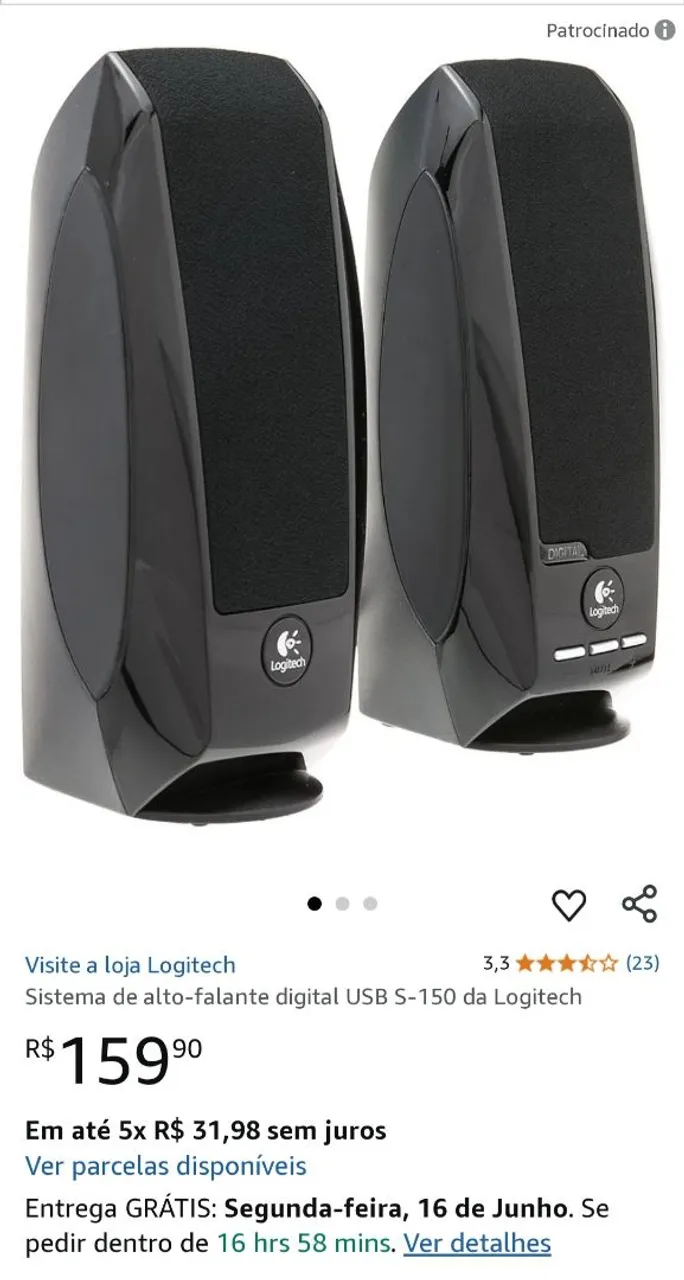 Caixas de Som Logitech S-150 USB