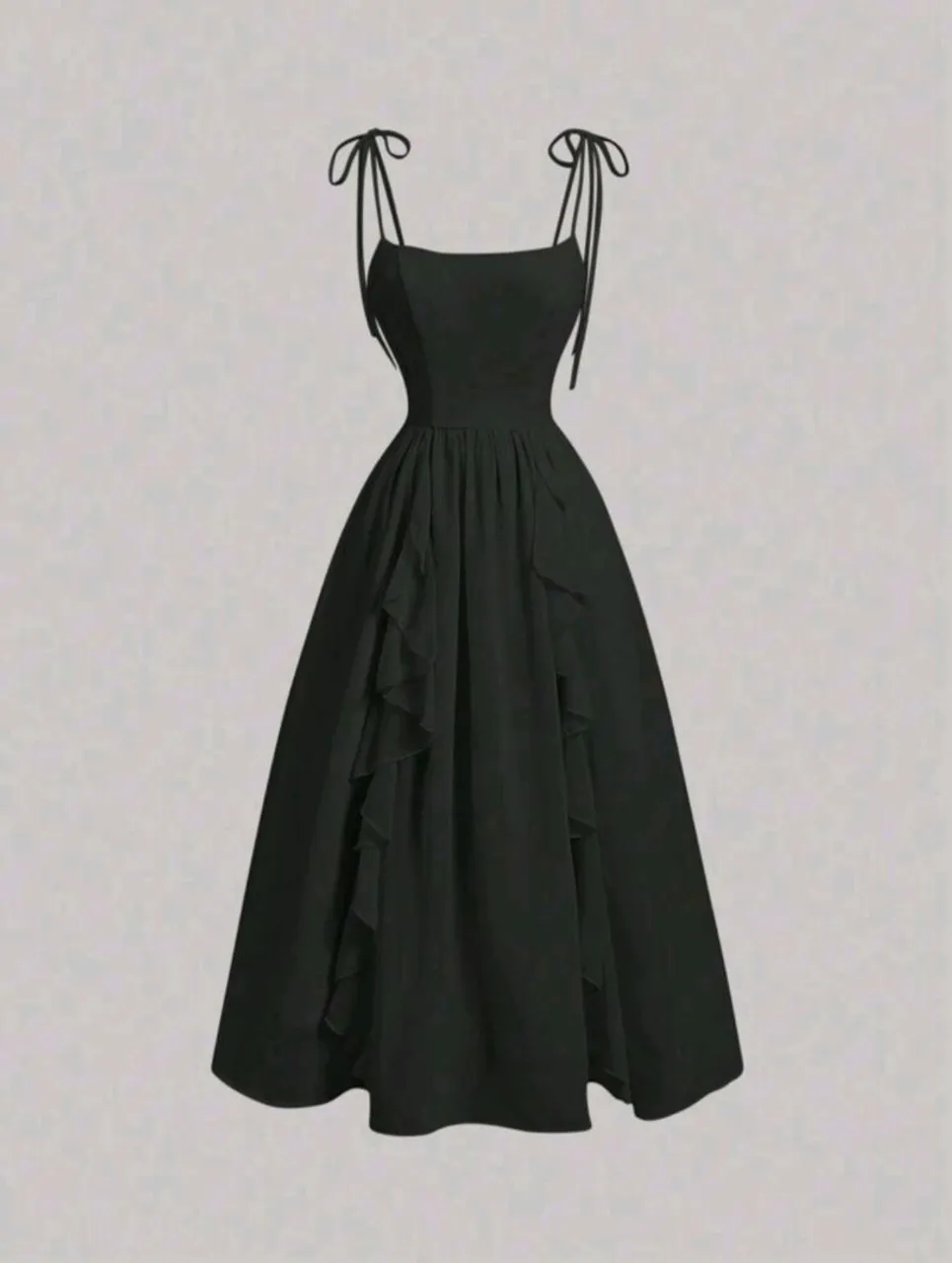 Vestido Longo Preto com Alças de Laço