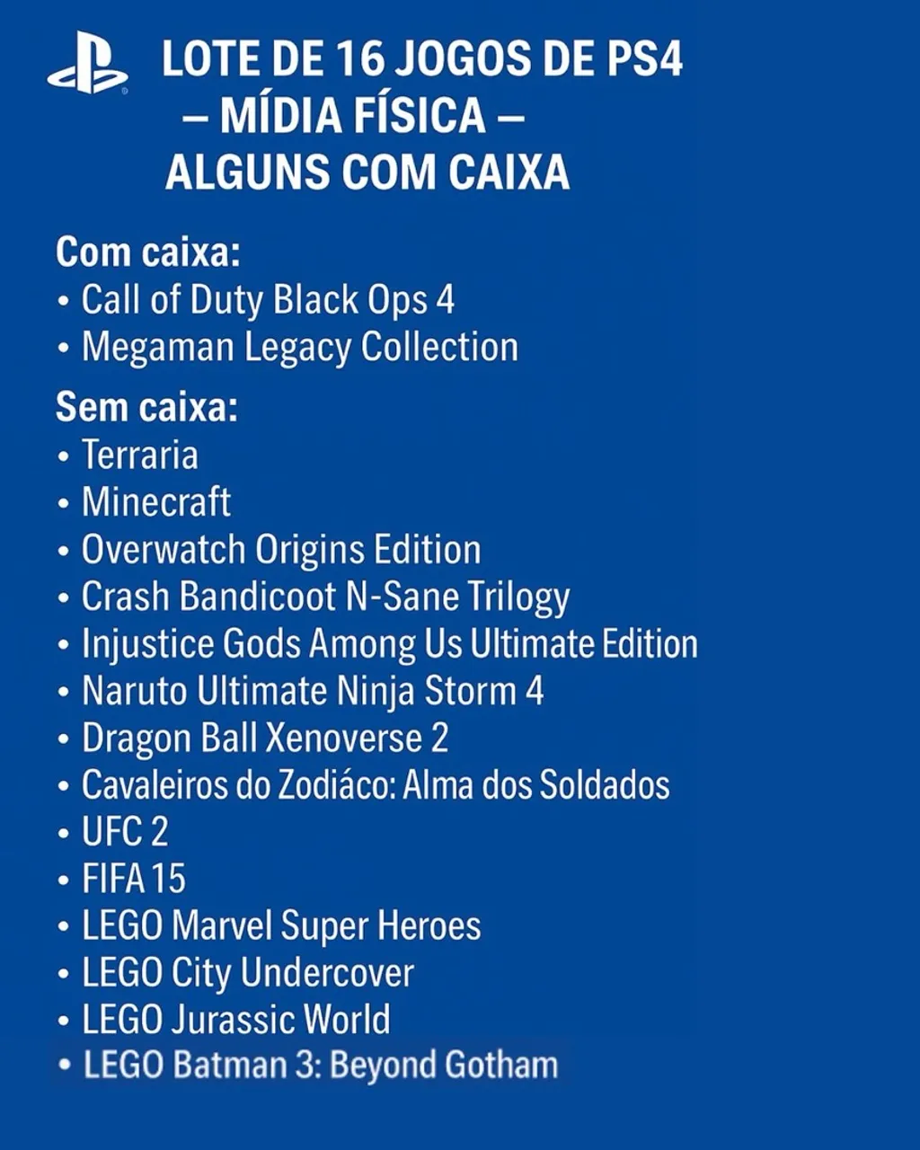 Lote de 16 jogos PS4 - Mídia Física - Alguns com caixa