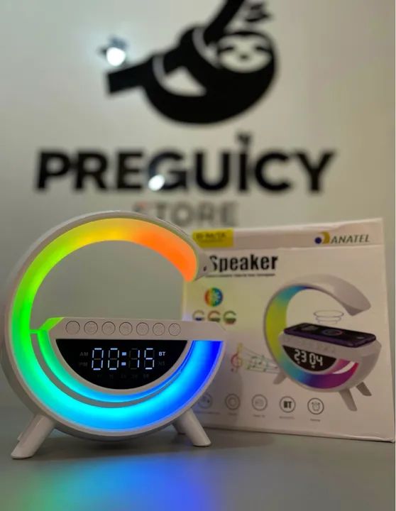 Luminária LED RGB G com Bluetooth e Carregador Wireless
