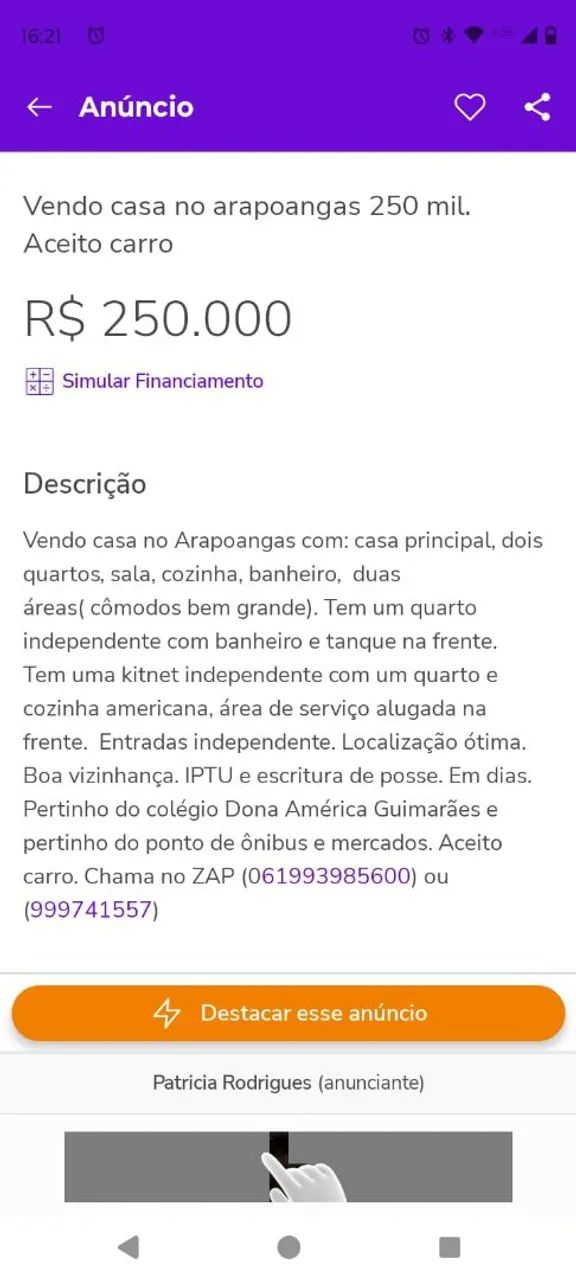 Vendo casa grande no Arapoangas 250 mil. Aceito carro  - Foto 2