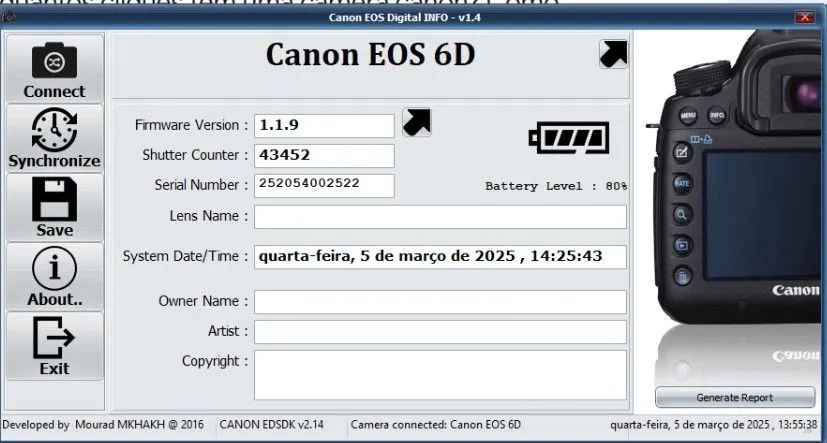 Câmera Fotografica, Corpo Canon 6  EOS - Foto 5