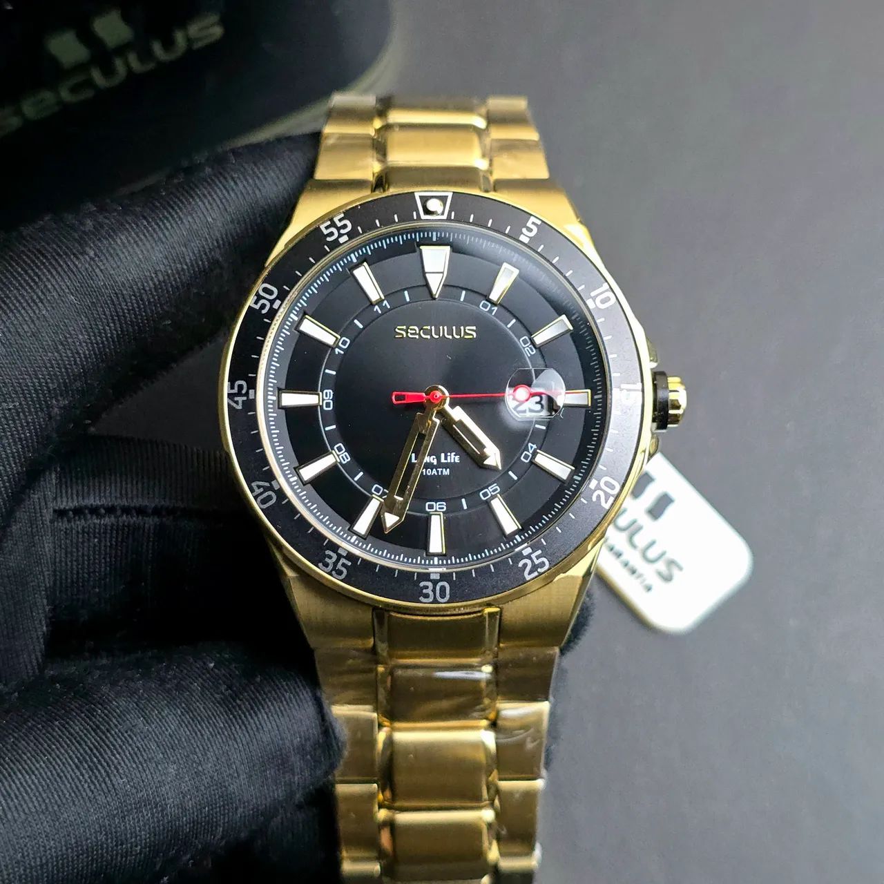 Relógio Seculus Long Life 45mm Dourado 77347G0SVDA3