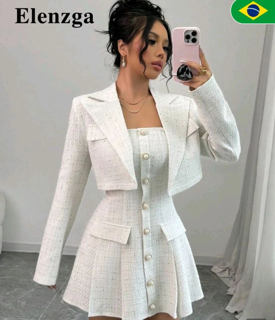 Conjunto Vestido + jaqueta curta 