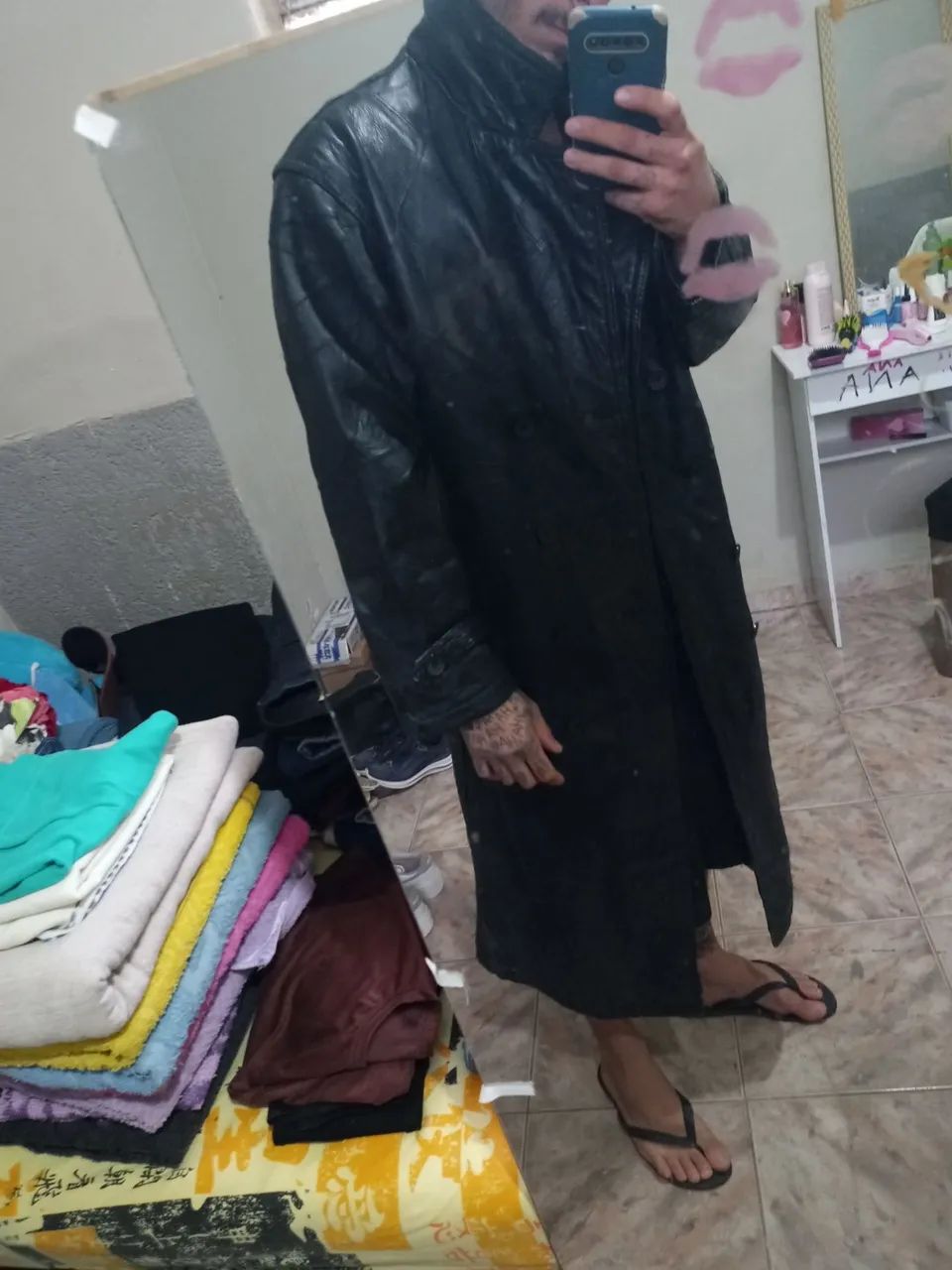 Sobretudo de couro 