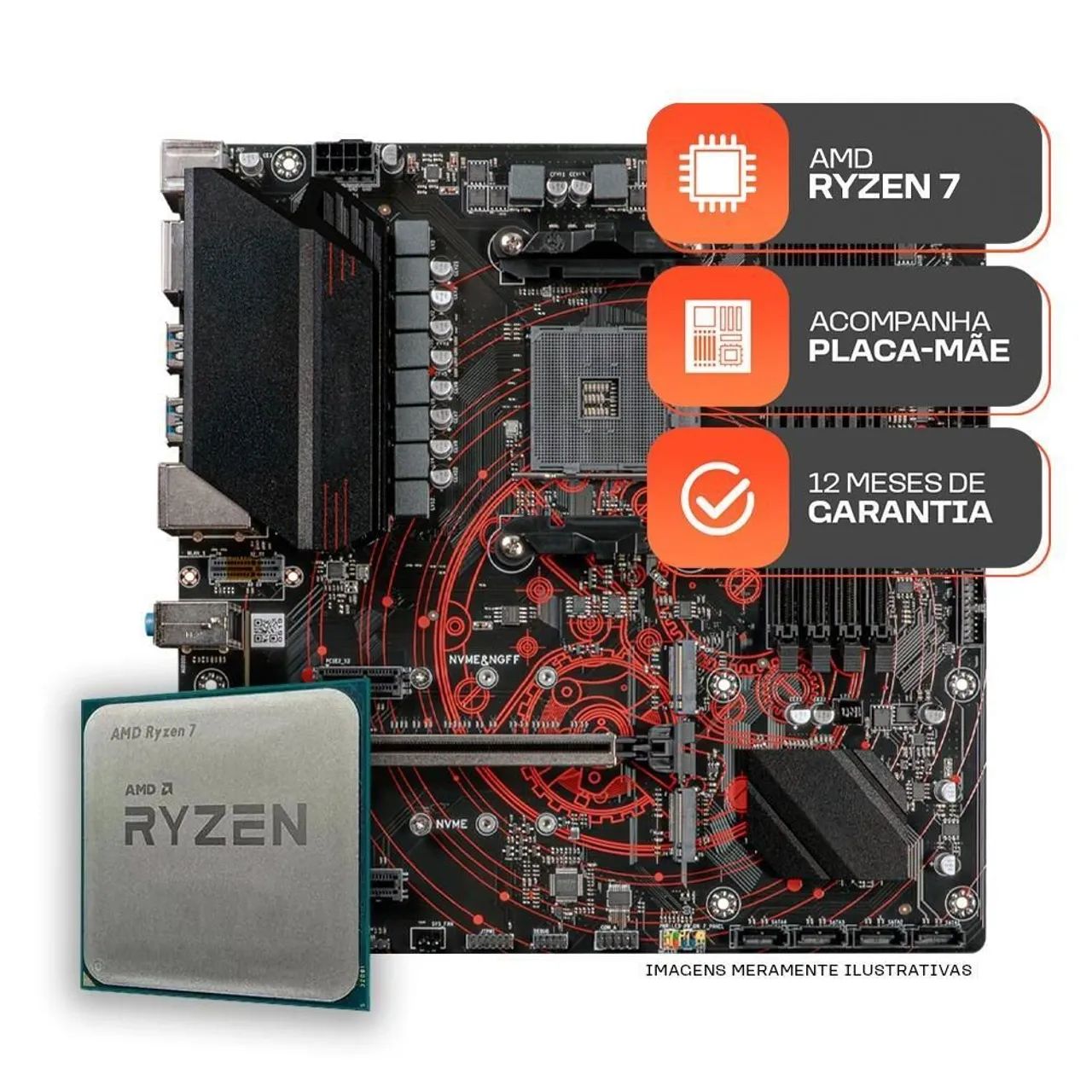 Kit upgrade ryzen 7 5700X + placa mãe B550m